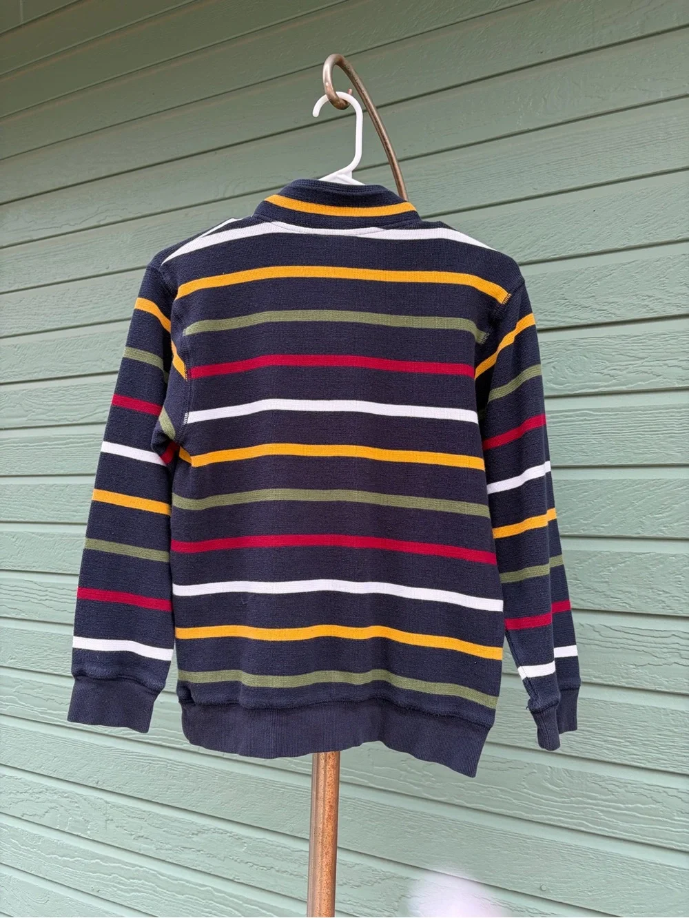 Kids Striped Button-Neck Pullover Sweater - Black Multi